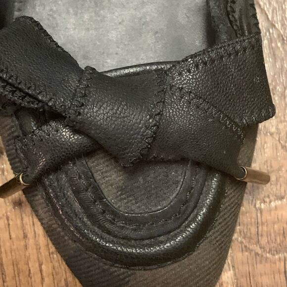 🪀🪀BURBERRY🪀Black Brown Vintage NOVA PLAID Ballet FLATS Fabric Leather 36 /6US - Picture 1 of 4